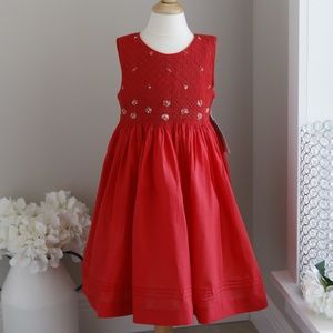 New Smocked Dress Luli & Me Size 5 Embroidery Spring Portrait Sleeveless NWT
